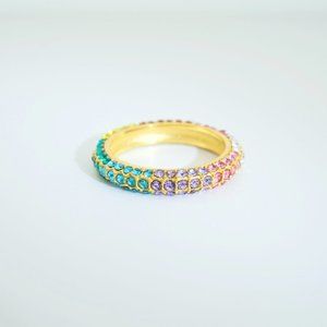 Lana Coloured Crystals Band 18K Gold Plated Ring